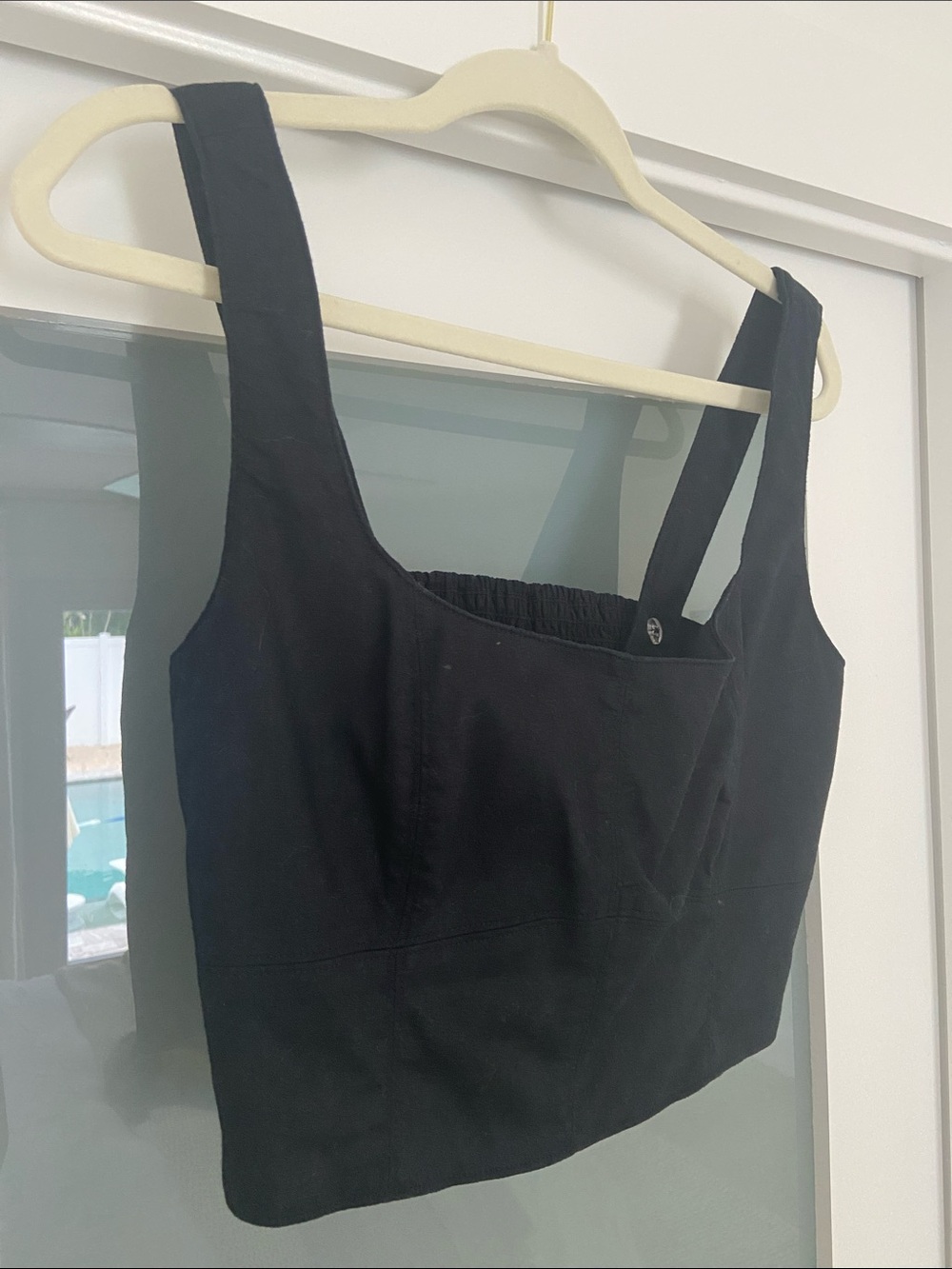 Banana Republic Black Square-Neck Crop Tank